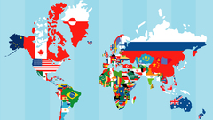 Flags world map