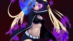 Flames blondes anime girls black rock shooter purple eyes 