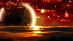 Flames clouds outer space