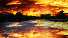 Flames fire lakes nature