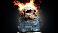 Flames skulls fire black