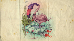 Flamingos artwork drawings