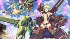 Flat clouds weapons Guns headphones Anime brown chest blondes 