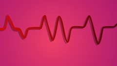 Flat red pink abstract lines artwork