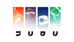 flcl Anime white background artwork text Simple Background