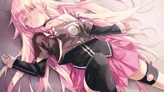 Floor stockings skirts pink hair long hair anime girls boots 