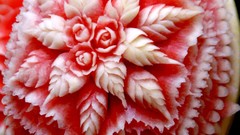 Floral watermelons artwork fruit carving