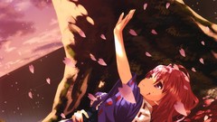Flower petals touhou saigyouji yuyuko lying down video games