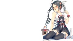 Flowers Animals branches snakes dress white background sitting 