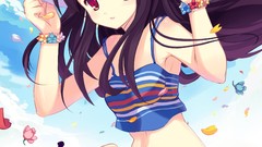 Flowers Animals cats red eyes anime girls nekomimi mage panties 