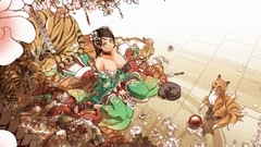 Flowers Animals patterns dress Tigers anime girls flower petals 