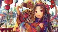 Flowers Animals Tigers buildings fans multicolor cities long 