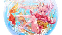 Flowers Animals water bubbles fish roses Plants underwater red 