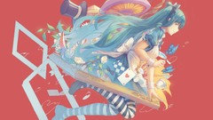 Flowers Anime Alice in Wonderland blue hair long hair anime 