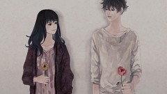 Flowers Anime anime girls black hair