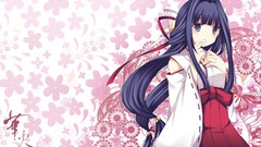 Flowers Anime Bells Ribbons bows long hair anime girls bare 