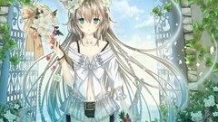 Flowers Anime blondes long hair anime girls blue eyes braids 