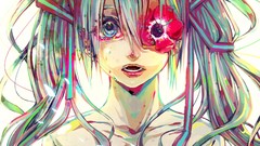 Flowers Anime blue hair anime girls blue eyes hatsune miku 