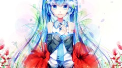 Flowers Anime blue hair long hair anime girls blue eyes crying 