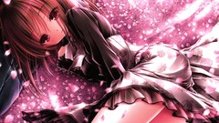 Flowers Anime brown dress anime girls seifuku lying down ecchi 