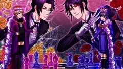 Flowers Anime chess suit boots brunettes tights kuroshitsuji 