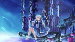 Flowers Anime dress barefoot anime girls scythe