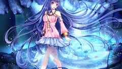 Flowers Anime dress blue hair long hair anime girls blue eyes