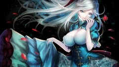 Flowers Anime dress hats long hair anime girls blue eyes 