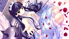 Flowers Anime dress long hair green eyes purple hair game cg 