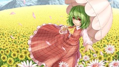 Flowers Anime dress red eyes short hair green hair touhou 