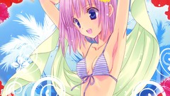 Flowers anime girls blue eyes nanase aoi scans swimsuits
