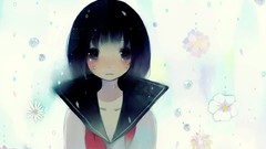Flowers anime girls crying seifuku