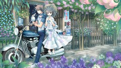 Flowers anime girls lolita fashion animal ears Japanese 