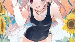 Flowers anime girls swimsuits