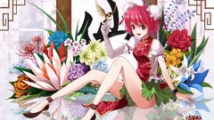 Flowers anime girls touhou video games Chinese clothes Ibaraki 