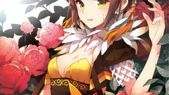 Flowers anime girls yellow eyes nardack artwork fantasy art