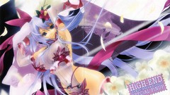 Flowers Anime gloves elbows blue hair long hair anime girls 