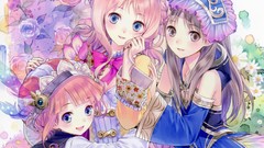 Flowers Anime hats blondes anime girls blue eyes brown eyes 