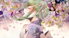 Flowers Anime kimono anime girls closed eyes vocaloid hair 