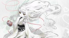 Flowers Anime kimono long hair anime girls yellow eyes