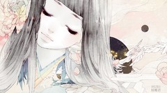 Flowers Anime long hair anime girls black hair