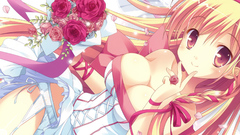 Flowers Anime long hair anime girls corset panties boobs