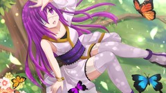 Flowers Anime long hair anime girls purple hair purple eyes 