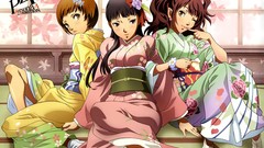 Flowers Anime Manga kimono long hair anime girls brunettes 