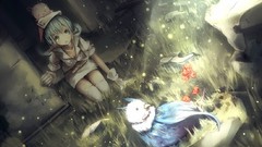 Flowers Anime nurse gloves blue hair long hair anime girls blue 