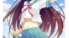 Flowers Anime outdoors skirts long hair anime girls school 