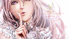 Flowers Anime pink hair pink eyes anime girls purple eyes 