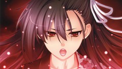 Flowers Anime red eyes kimono long hair anime girls brown eyes 
