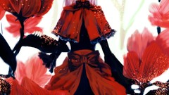 Flowers Anime red eyes red dress pink hair long hair anime 