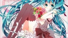 Flowers Anime Ribbons long hair anime girls hatsune miku 